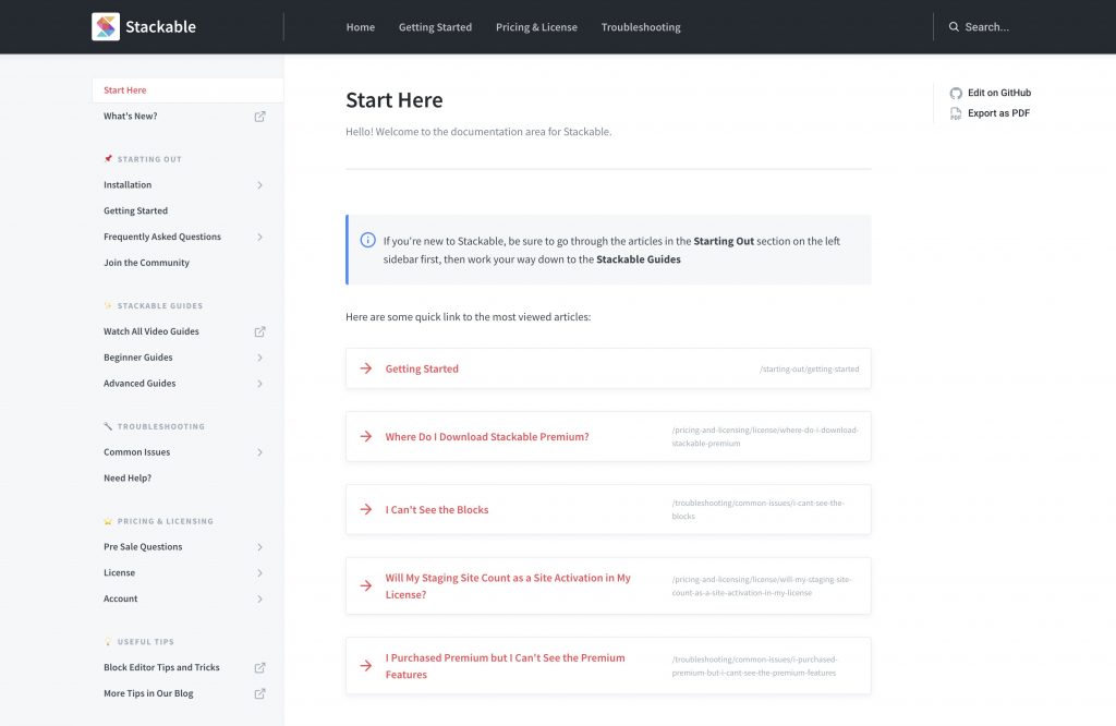 Brand New Documentation Area Stackable