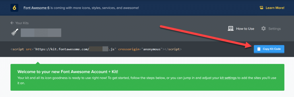 font awesome copy kit code