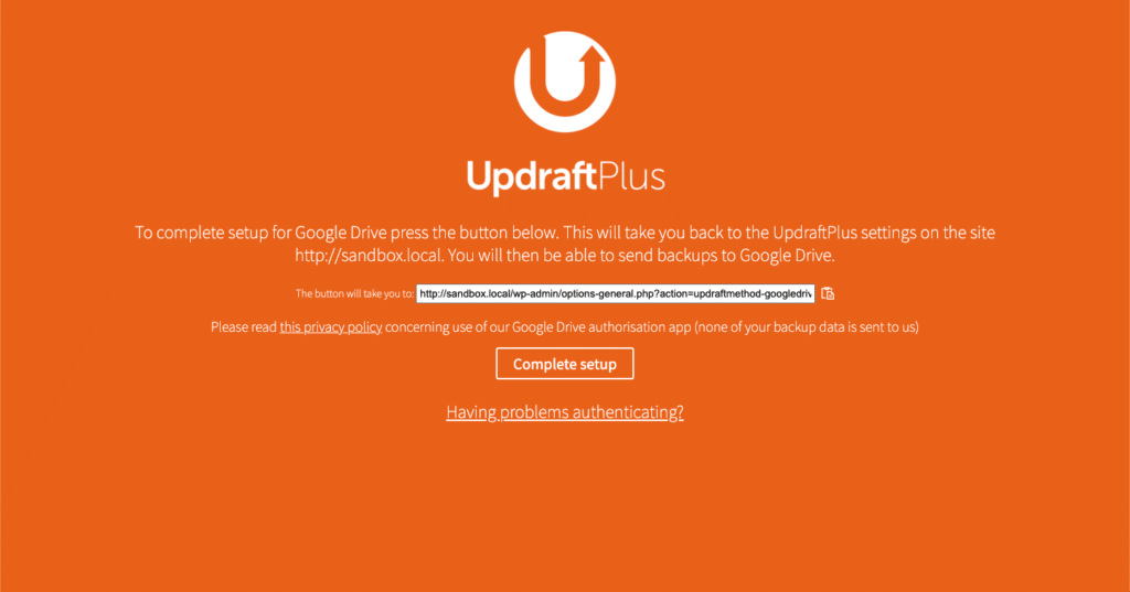 Authorizing access to cloud storage for UpdraftPlus