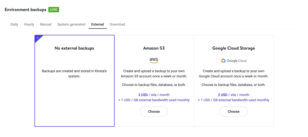 Integrating cloud storage for WordPress backups on Kinsta