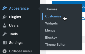 Accessing the WordPress customizer to customize typography