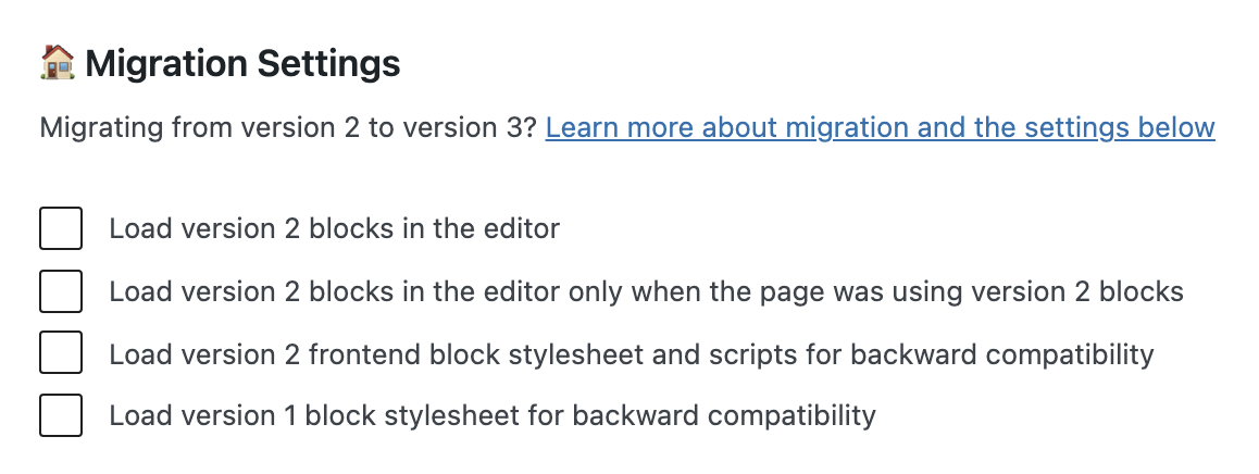 Migration Settings for Stackable Version 3