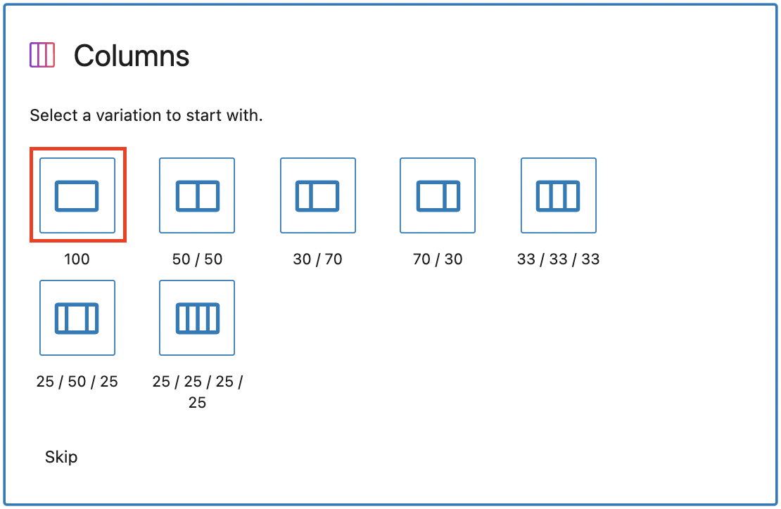 The 1-Column Layout replaces the old Container Block