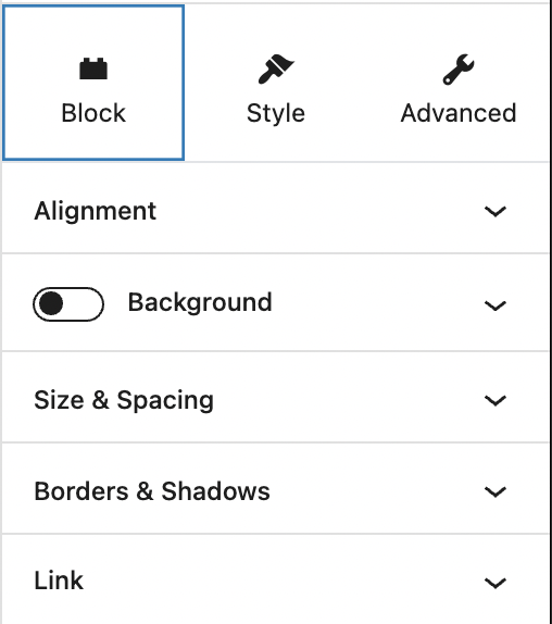 The new block inspector in Stackable version 3